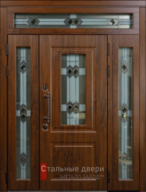 Стальная дверь Дверь с витражом №2 с отделкой МДФ ПВХ